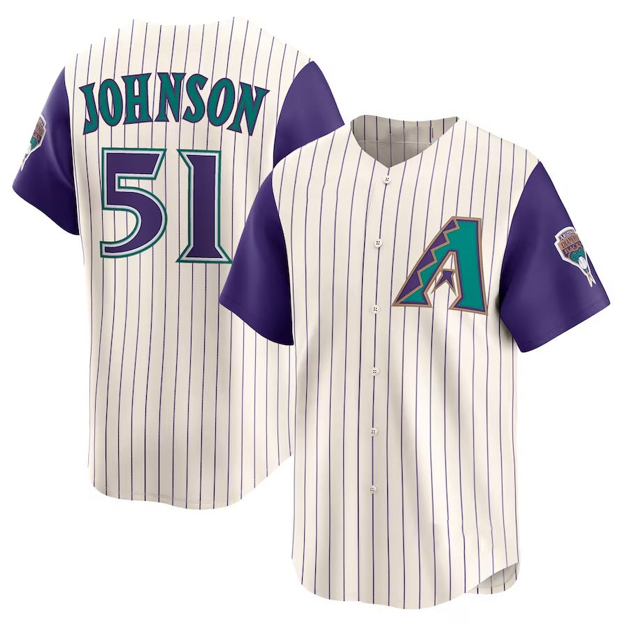 Custom #51 Cream Throwback ARI Baseball Shirt Top