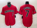 Custom #7 Red 2024 ARI Baseball Shirt Top