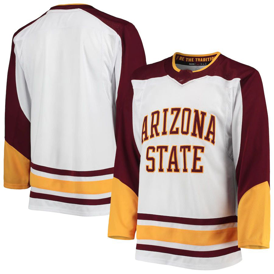 Custom White Throwback NJD Hockey Shirt Top