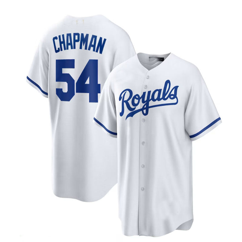 Custom #54 White KC Baseball Shirt Top