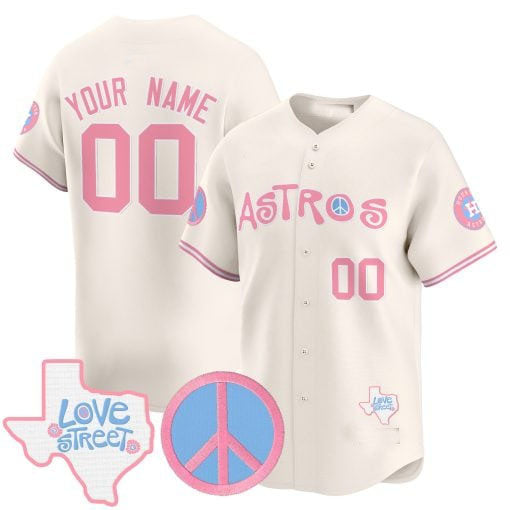 Custom Pink HOU Baseball Shirt Top