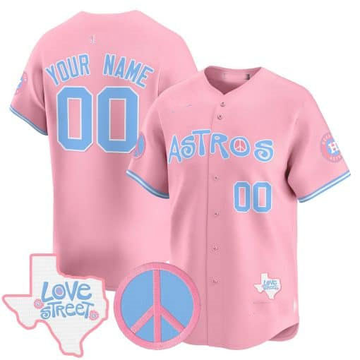 Custom Pink HOU Baseball Shirt Top