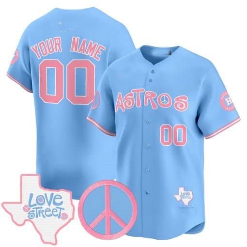 Custom Pink HOU Baseball Shirt Top
