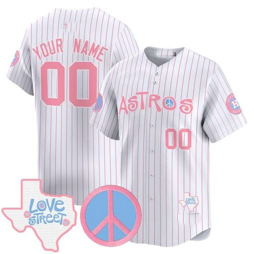 Custom Pink HOU Baseball Shirt Top