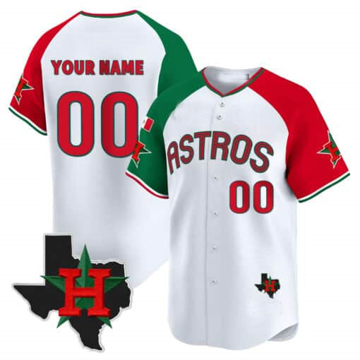 Custom White HOU Baseball Shirt Top