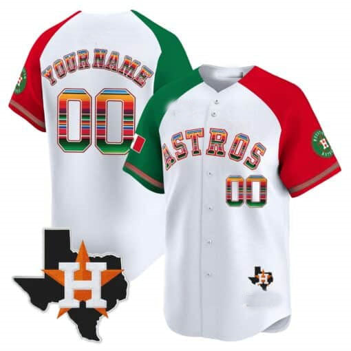 Custom White HOU Baseball Shirt Top