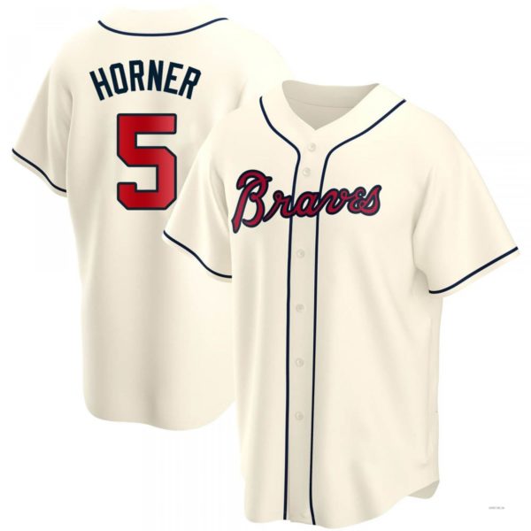 Custom #5 Cream ATL Baseball Shirt Top