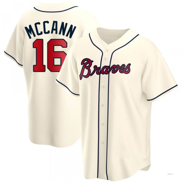 Custom #16 Cream ATL Baseball Shirt Top