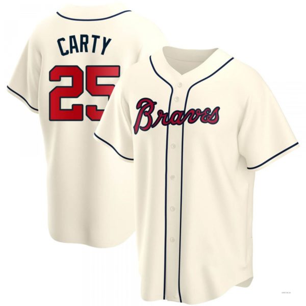 Custom #25 Cream ATL Baseball Shirt Top