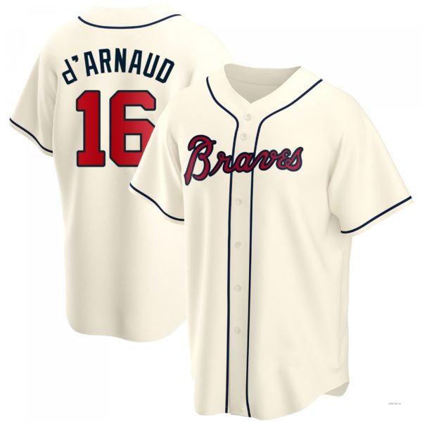 Custom #16 Cream ATL Baseball Shirt Top