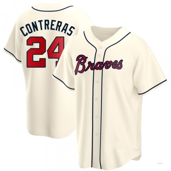 Custom #24 Cream ATL Baseball Shirt Top
