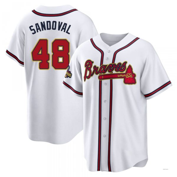 Custom #48 White 2022 ATL Baseball Shirt Top