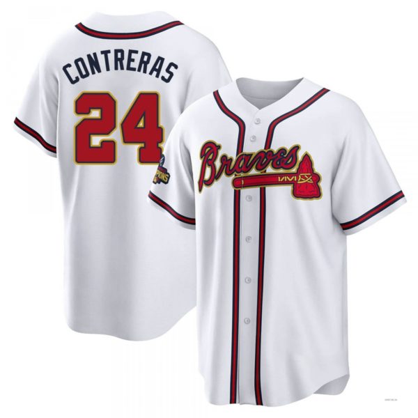 Custom #24 White 2022 ATL Baseball Shirt Top