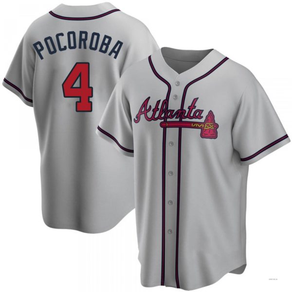 Custom #4 Gray ATL Baseball Shirt Top