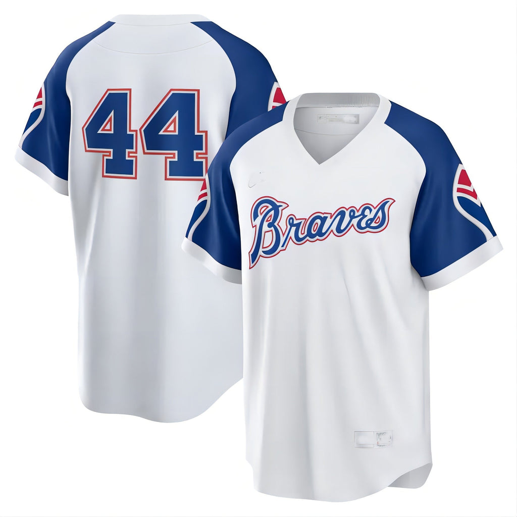 Custom #44 White ATL Baseball Shirt Top