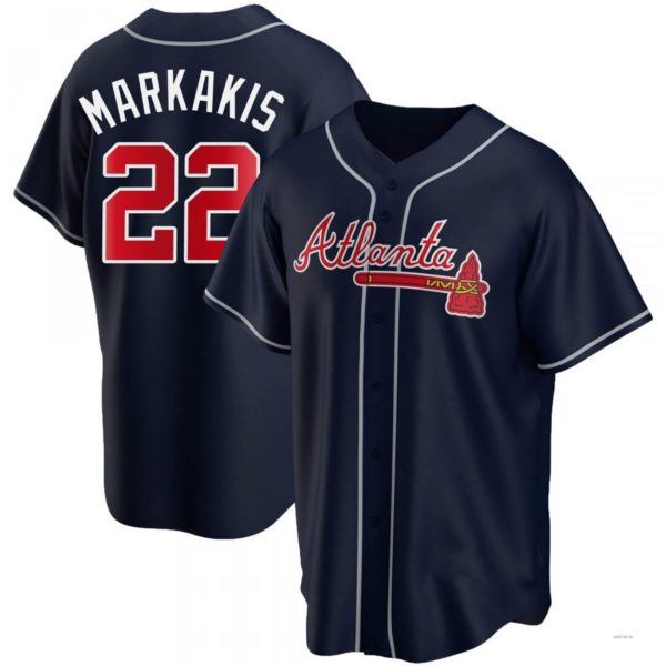 Custom #22 Navy ATL Baseball Shirt Top