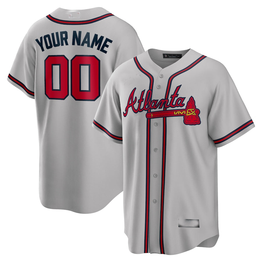 Custom Gray ATL Baseball Shirt Top