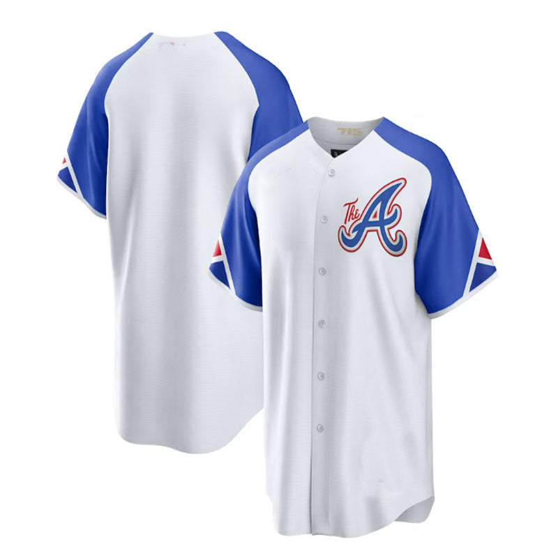 Custom White 2023 City Connect ATL Baseball Shirt Top