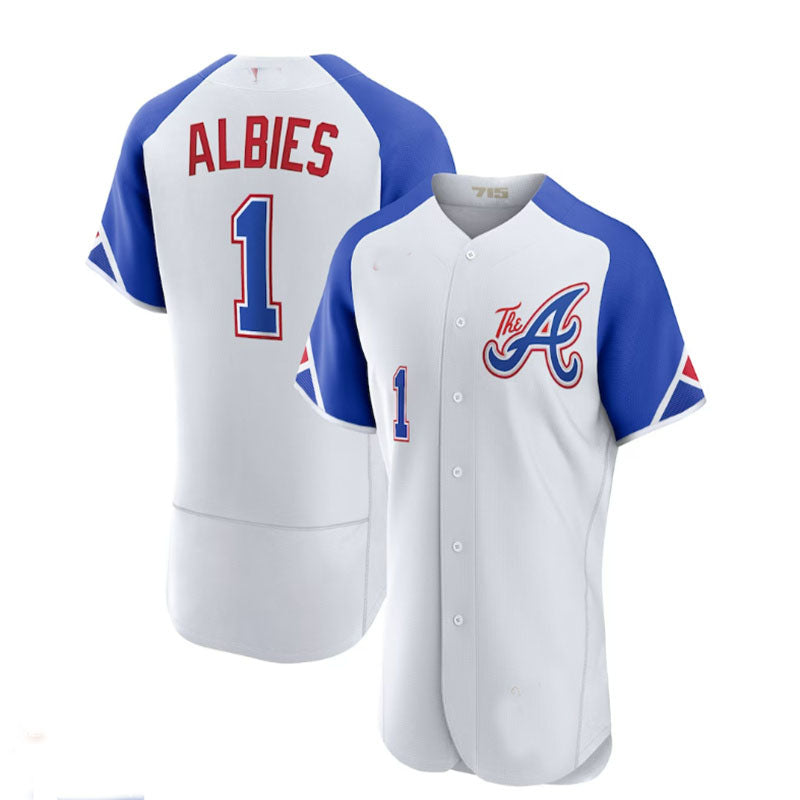 Custom #1 White 2023 City Connect ATL Baseball Shirt Top