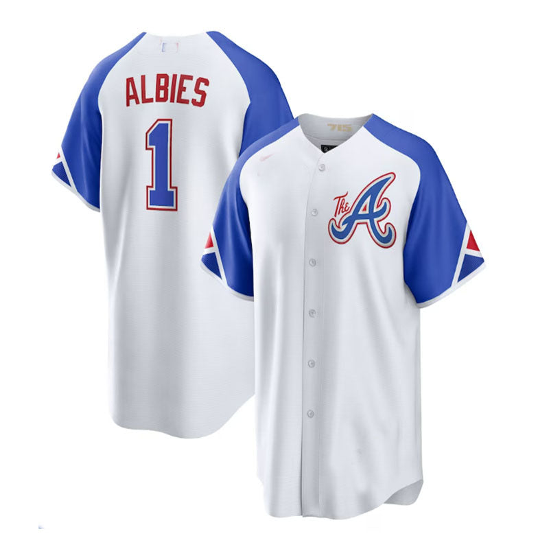 Custom #1 White 2023 City Connect ATL Baseball Shirt Top