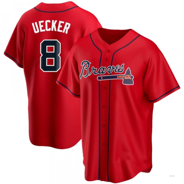 Custom #8 Red ATL Baseball Shirt Top
