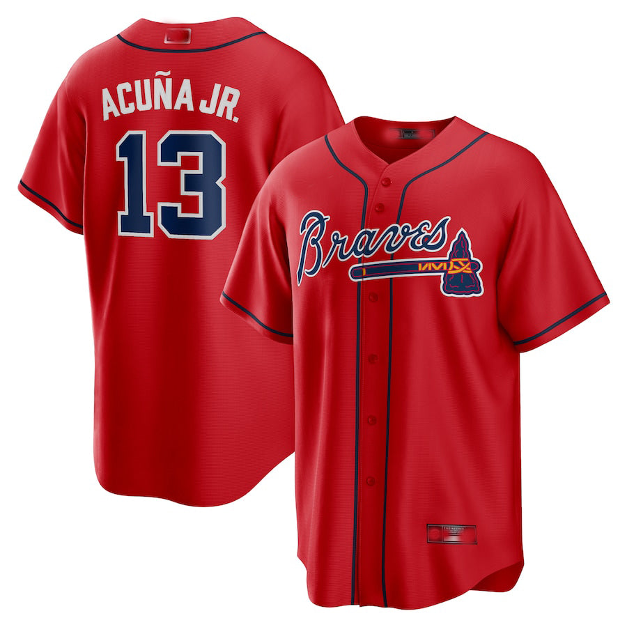 Custom #13 Red ATL Baseball Shirt Top