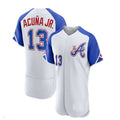 Custom #13 White 2023 City Connect ATL Baseball Shirt Top