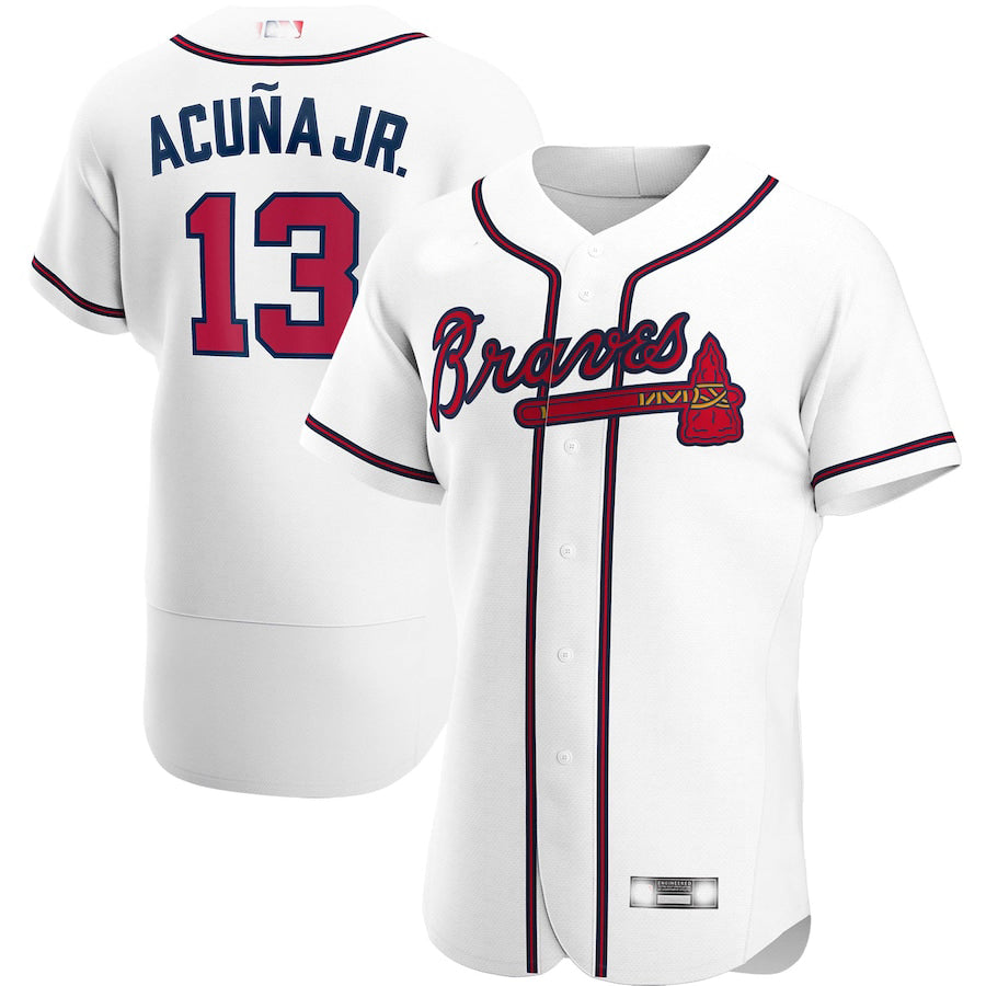 Custom #13 White ATL Baseball Shirt Top