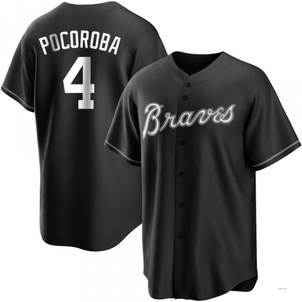 Custom #4 Black ATL Baseball Shirt Top