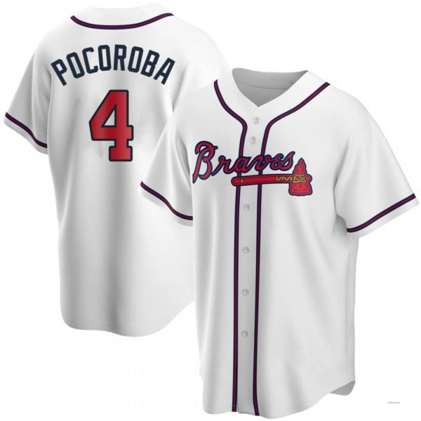 Custom #4 White ATL Baseball Shirt Top