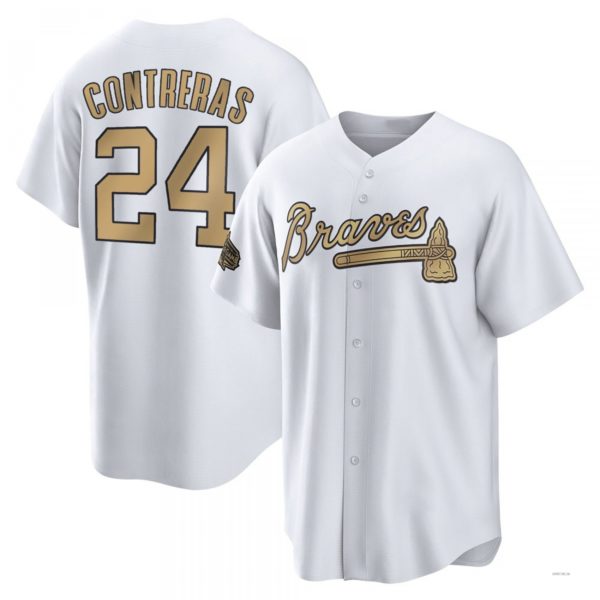 Custom #24 White 2022 ATL Baseball Shirt Top