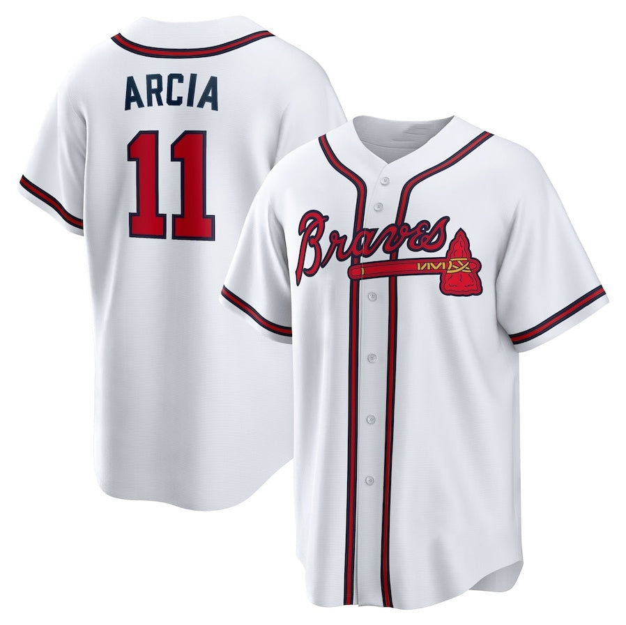 Custom #11 White ATL Baseball Shirt Top