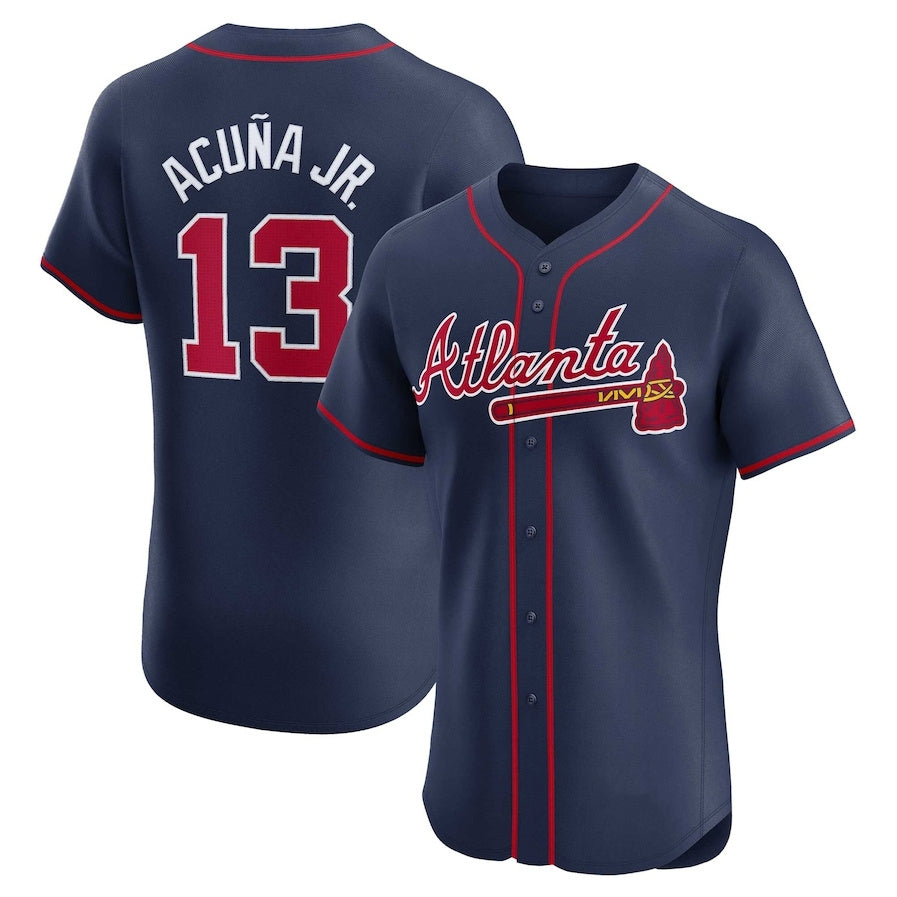 Custom #13 Navy ATL Baseball Shirt Top