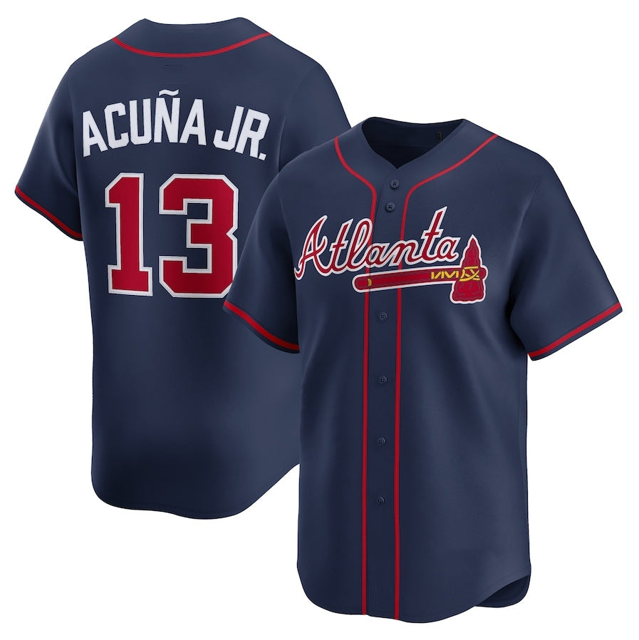 Custom #13 Navy ATL Baseball Shirt Top