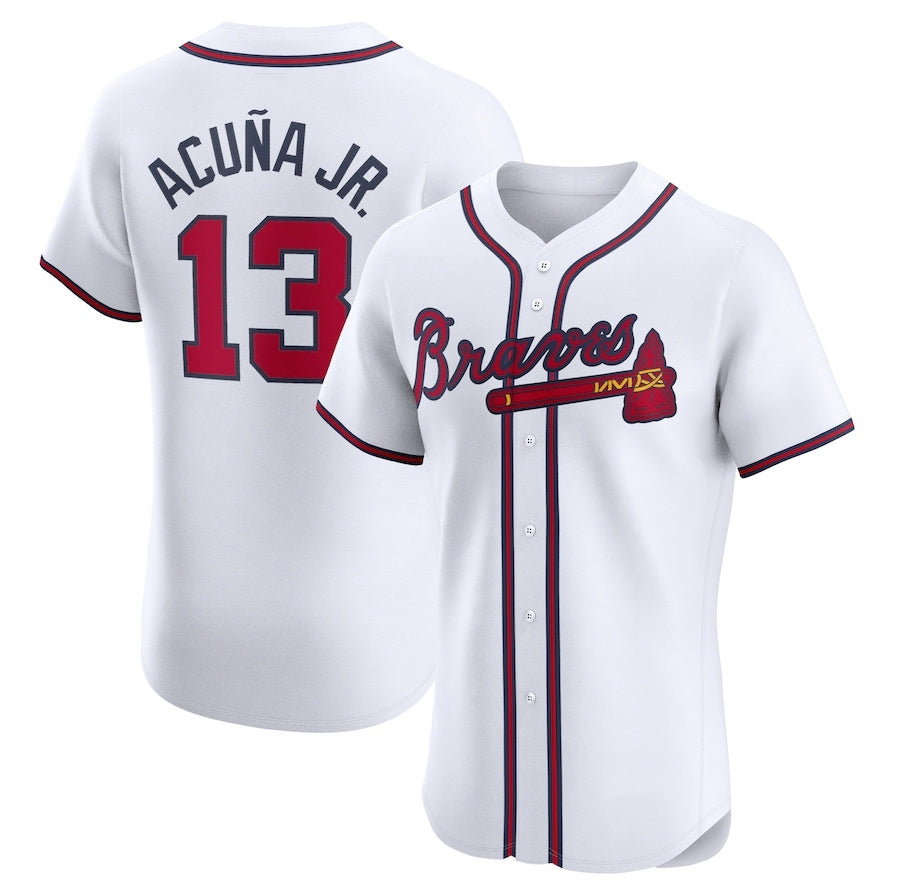 Custom #13 White ATL Baseball Shirt Top