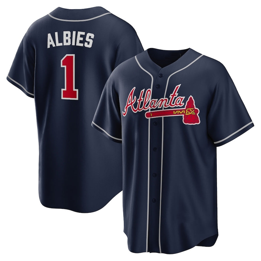 Custom #1 Navy ATL Baseball Shirt Top