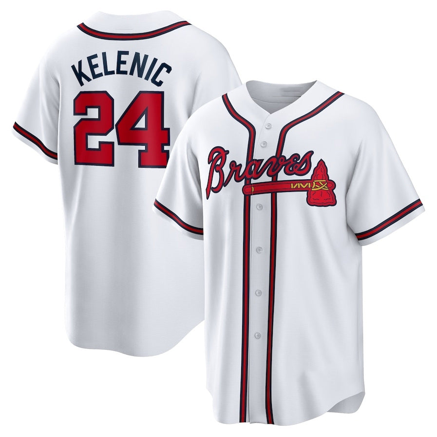 Custom #24 White ATL Baseball Shirt Top