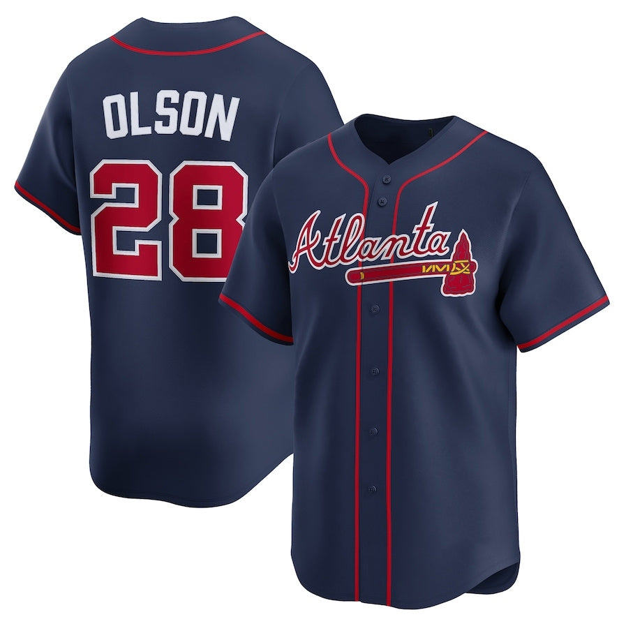 Custom #28 Navy ATL Baseball Shirt Top