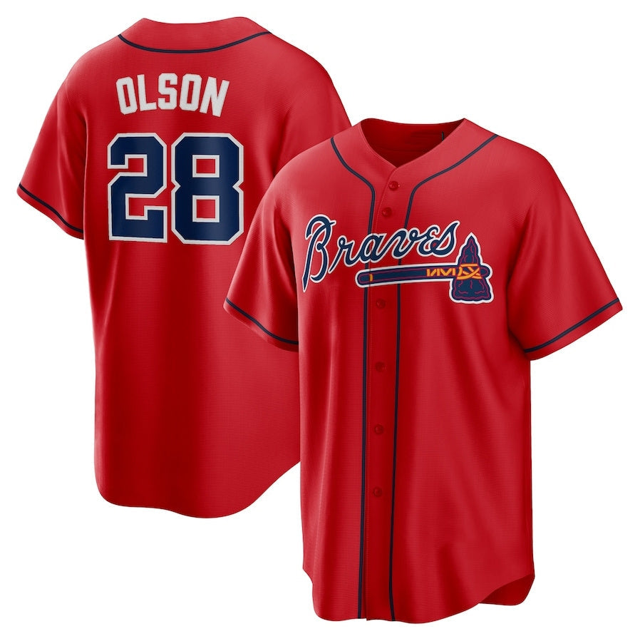 Custom #28 Red ATL Baseball Shirt Top