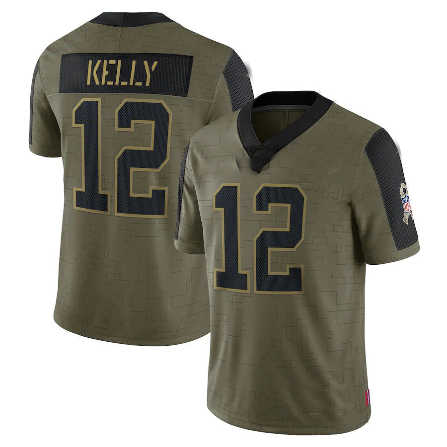 Custom #12 Olive 2021 BUF Football Shirt Top