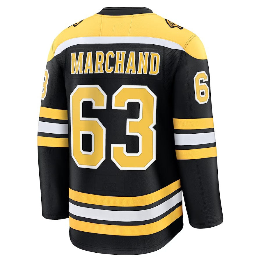 Custom #63 Black BOS Hockey Shirt Top