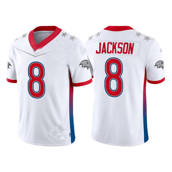 Custom #8 White 2022 BAL Football Shirt Top