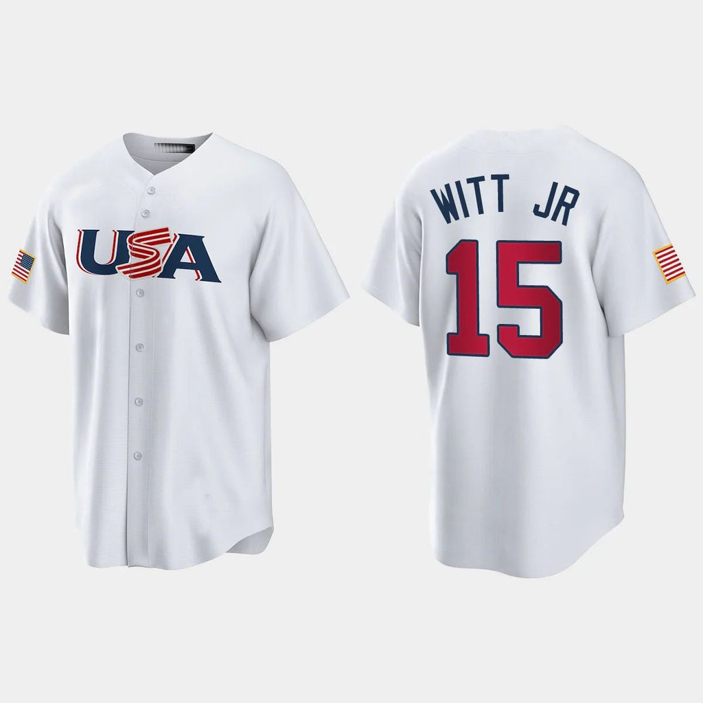 Custom #15 White 2023 KC Baseball Shirt Top