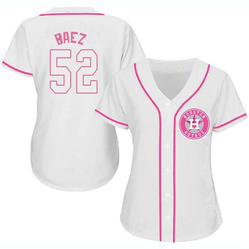 Custom White HOU Baseball Shirt Top