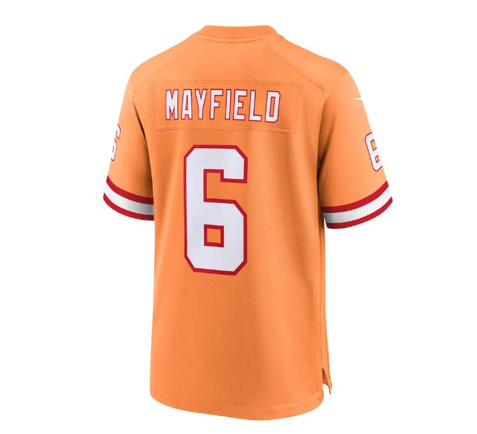 Custom #6 Orange Throwback TB Football Shirt Top