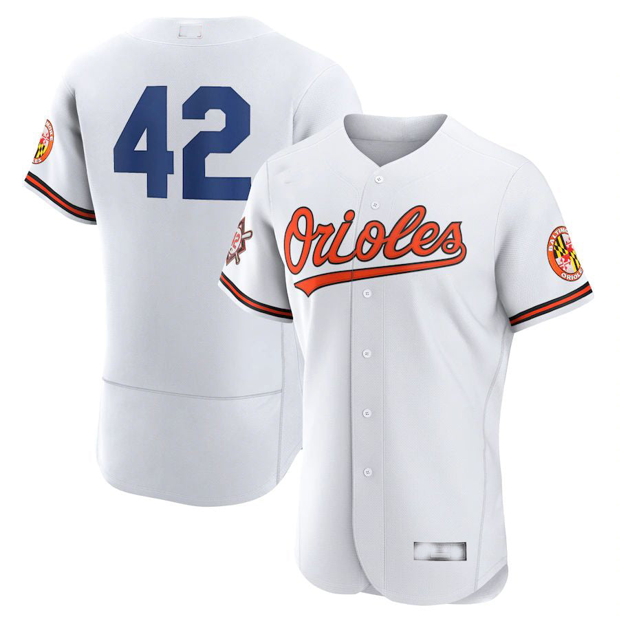 Custom #42 White BAL Baseball Shirt Top
