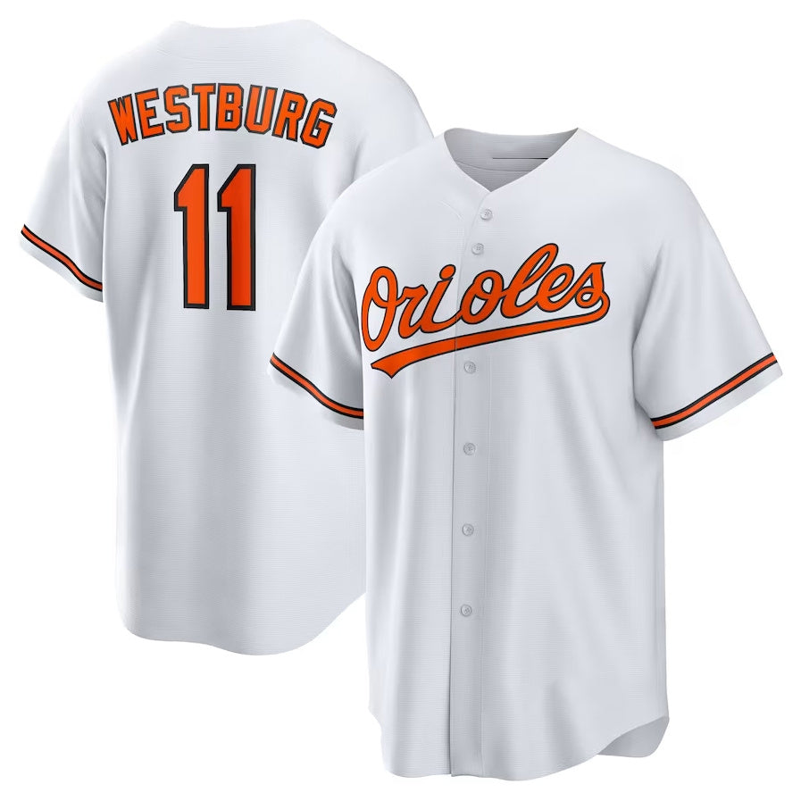 Custom #11 White BAL Baseball Shirt Top
