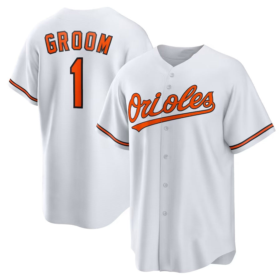 Custom #1 White BAL Baseball Shirt Top