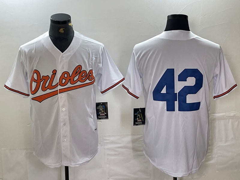 Custom #42 White BAL Baseball Shirt Top