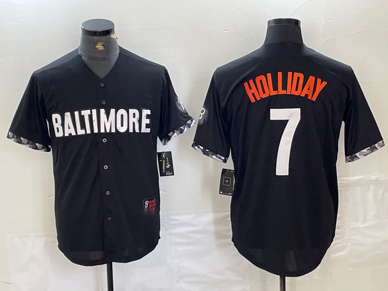 Custom #7 Black 2023 City Connect BAL Baseball Shirt Top